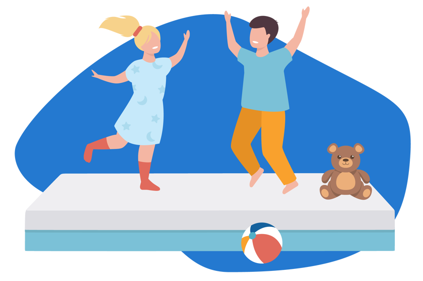 children playing on mattress